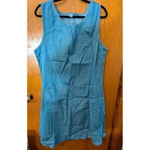 Denim Jazz Women's Long Denim Jean Dress Jumper 90s Size Large Granny Vintage